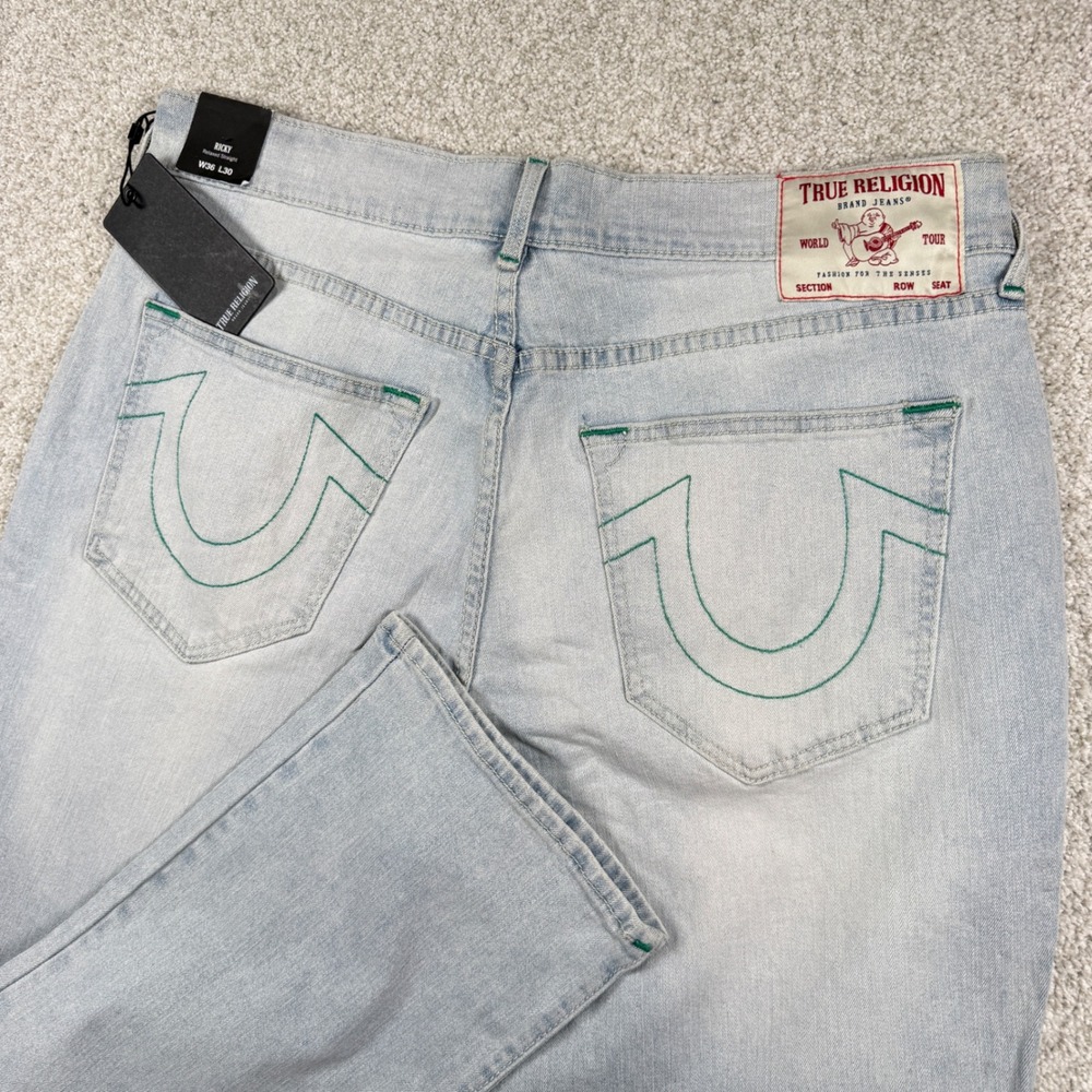 NEW True Religion Ricky Jeans Mens 36 Light Endless Wash Straight Leg 700730